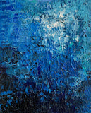 Depth of Calm – Original abstract acrylic painting by Sanjay Dhawan featuring richly layered blue textures with expressive contemporary brushwork.