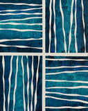Turning Point – Original abstract acrylic painting by Sanjay Dhawan featuring intersecting horizontal and vertical white lines over richly textured teal and blue acrylic layers.