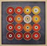 Radiant Rhythm one-of-a-kind 3D abstract wall artwork with sixteen colorful concentric circular forms